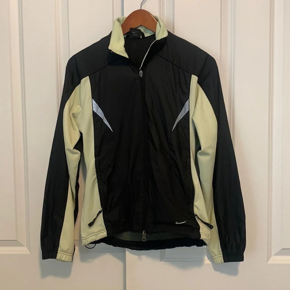 VTG Women’s Running Training Track Jacket Lightweight Reflective Black Green M-S - Picture 1 of 9